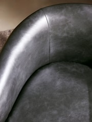 Distressed Faux Leather Black Brady Dark Wood Leg Dining Chair - Image 3 of 10