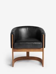Distressed Faux Leather Black Brady Dark Wood Leg Dining Chair - Image 6 of 10