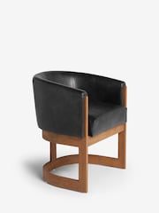 Distressed Faux Leather Black Brady Dark Wood Leg Dining Chair - Image 7 of 10
