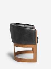 Distressed Faux Leather Black Brady Dark Wood Leg Dining Chair - Image 8 of 10