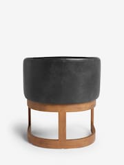 Distressed Faux Leather Black Brady Dark Wood Leg Dining Chair - Image 9 of 10