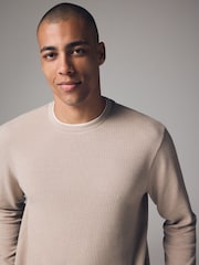 Neutral Texture Long Sleeve Mock Layer Jumper - Image 1 of 8