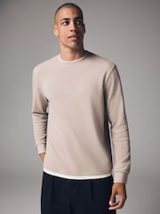 Neutral Texture Long Sleeve Mock Layer Jumper - Image 4 of 8