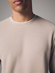 Neutral Texture Long Sleeve Mock Layer Jumper - Image 5 of 8