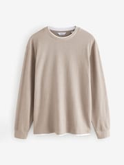 Neutral Texture Long Sleeve Mock Layer Jumper - Image 6 of 8