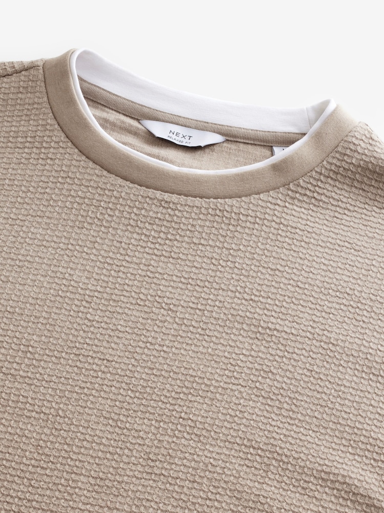 Neutral Texture Long Sleeve Mock Layer Jumper - Image 7 of 8