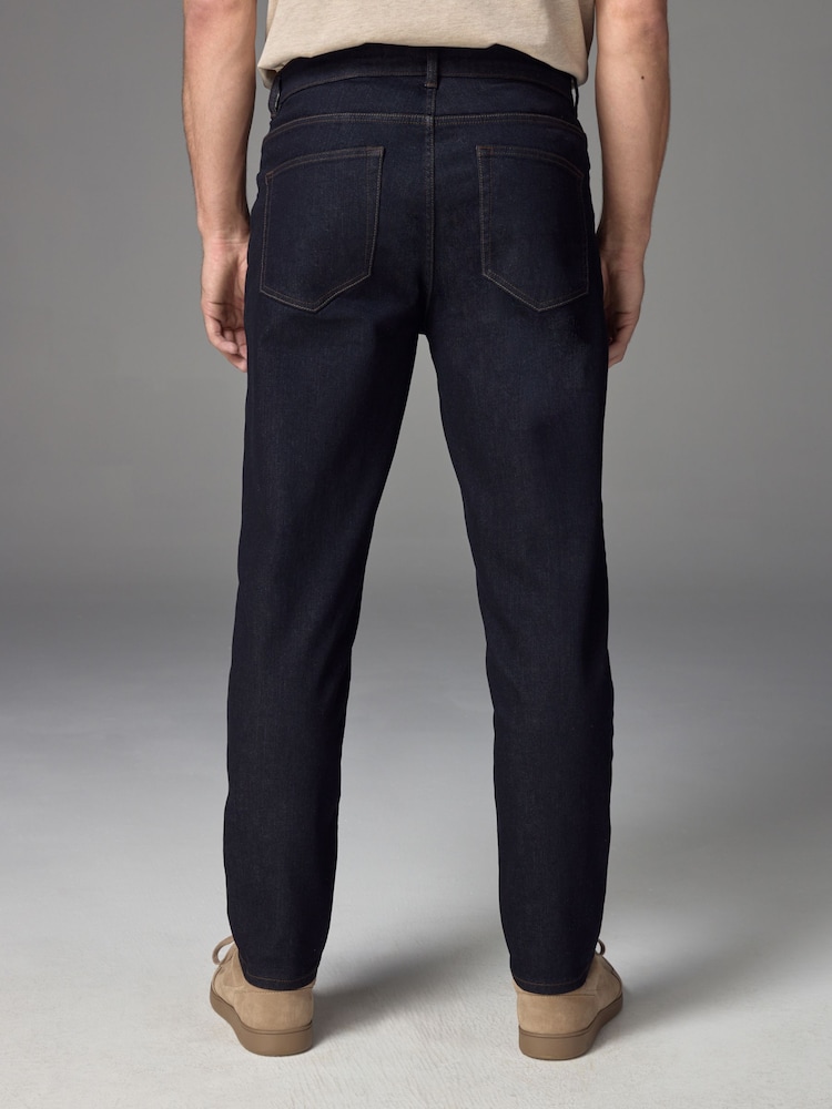 Bleu indigo rincé - Jean stretch classique coupe fuselée régulière - Image 4 of 12