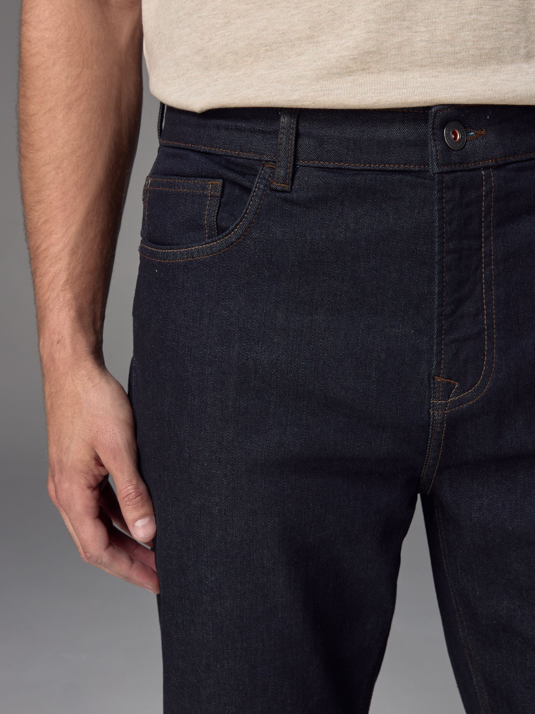 Buy Blue Indigo Rinse Regular Tapered Fit Classic Stretch Jeans