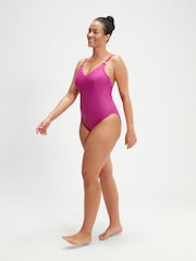 Speedo Pink Womens Shaping Strappy 1 Piece Swimsuit with Removable Bra Pads and Bust Support - Image 2 of 5