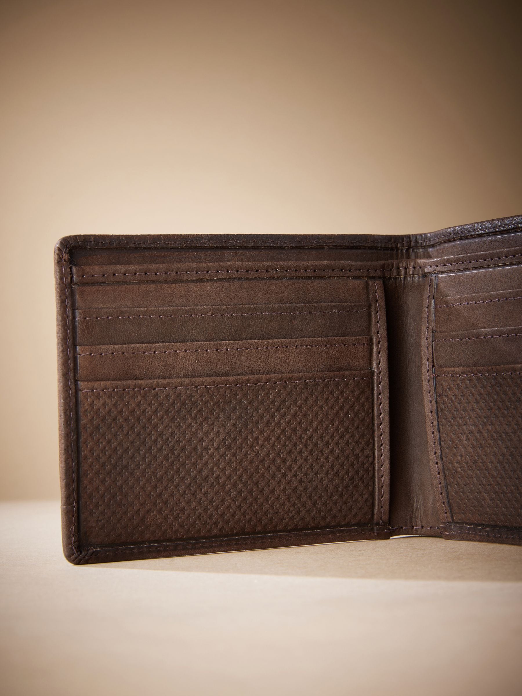 Buy Brown Signature Textured Oily Leather Wallet from Next USA