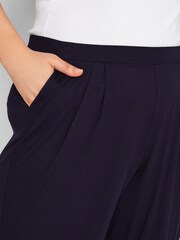 Yours Curve Blue Pleated Front Wide Leg Trousers - Image 3 of 5