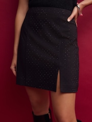 Black Ponte Sparkle Mini Skirt - Image 3 of 7