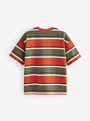 Green/Rust Relaxed Fit Stripe Heavyweight Short Sleeve T-Shirt (3-16yrs) - Image 2 of 4