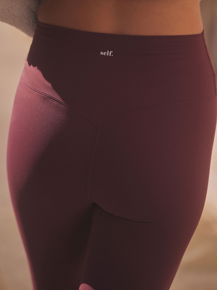 self. Burgundy High Waist Leggings - Image 5 of 8