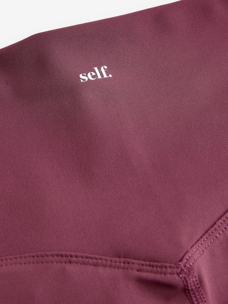 self. Burgundy High Waist Leggings - Image 8 of 8