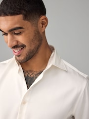 Ivory White Regular Fit EDIT Satin Long Sleeve Shirt - Image 3 of 8