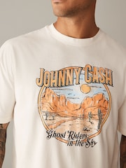 Ecru Jonny Cash Regular Fit Band Graphic 100% Cotton T-Shirt - Image 5 of 7