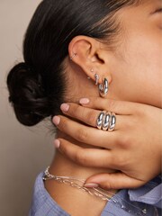 Orelia London Sterling Silver Polished Knot Huggie Hoops - Image 2 of 2