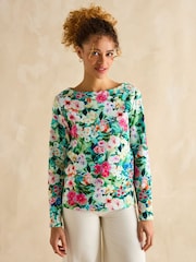 Joules Harbour Multi Floral Boat Neck Printed Top - Image 1 of 7