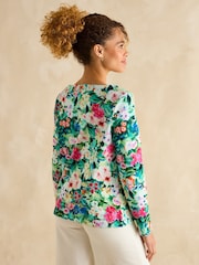 Joules Harbour Multi Floral Boat Neck Printed Top - Image 2 of 7