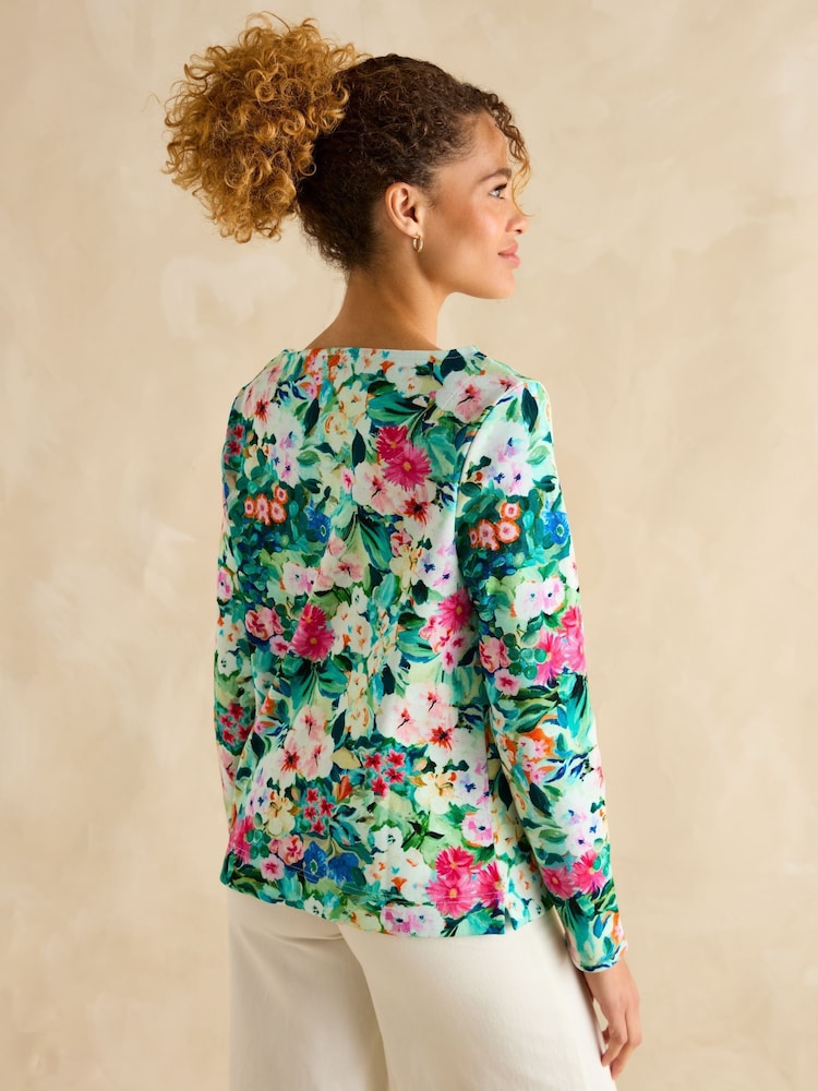 Joules Harbour Multi Floral Boat Neck Printed Top - Image 2 of 7