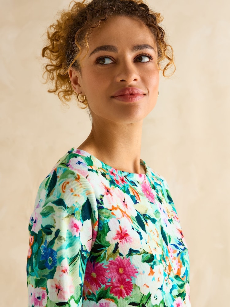 Joules Harbour Multi Floral Boat Neck Printed Top - Image 4 of 7