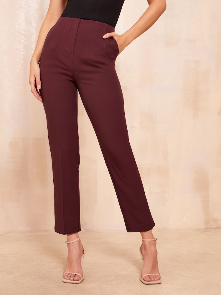 Friends Like These Burgundy Red Tailored Ankle Grazer Trousers Co Ord Suit - Image 1 of 5