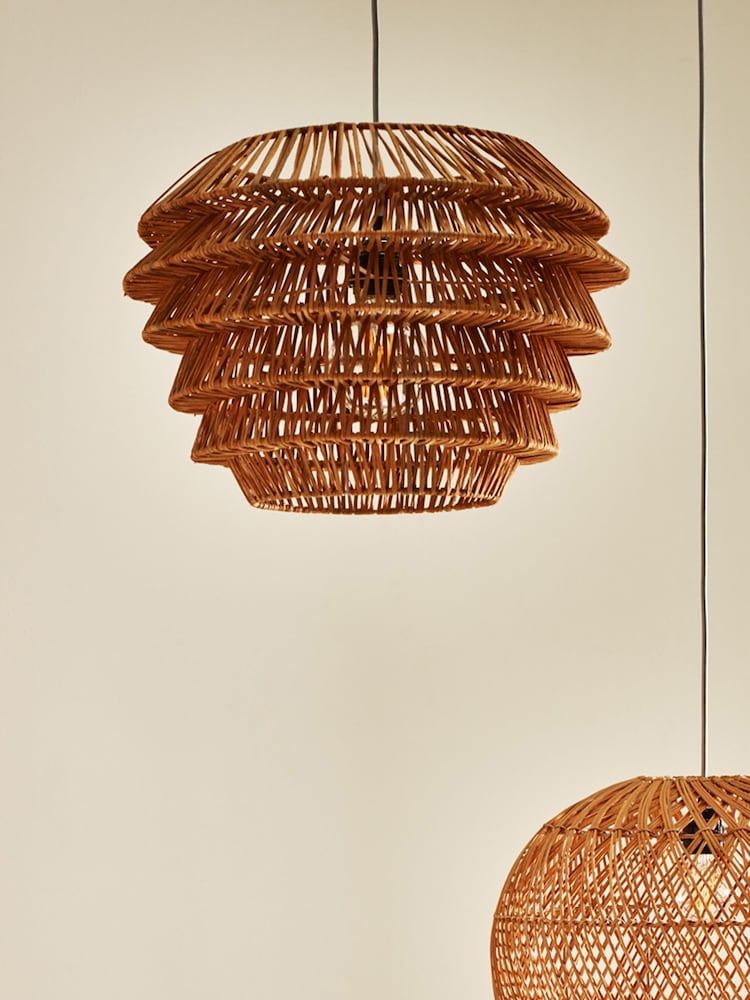Oliver Bonas Natural Cono Rattan Woven Lamp Shade - Image 1 of 3