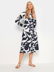 Long Tall Sally Navy Blue Abstract Print Midi Shirt Dress - Image 2 of 5