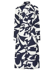Long Tall Sally Navy Blue Abstract Print Midi Shirt Dress - Image 5 of 5
