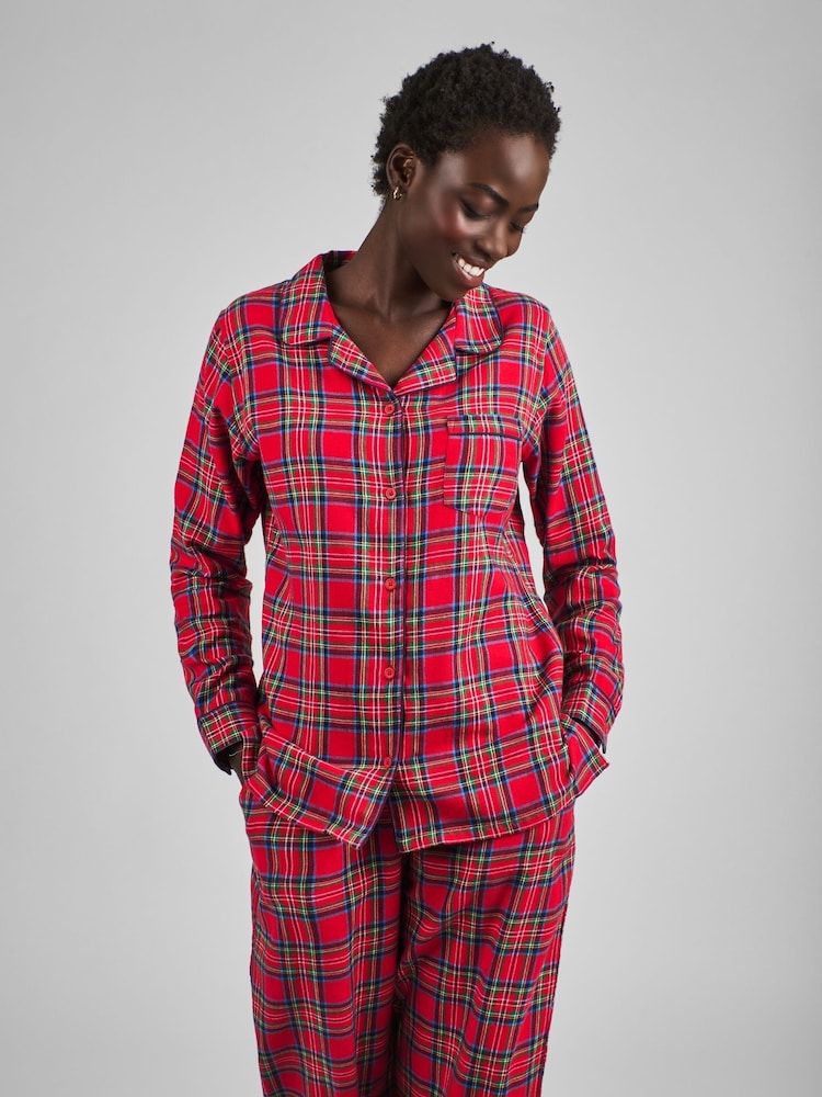 JoJo Maman Bébé Red Womens Check Woven Pyjamas Set - Image 1 of 4