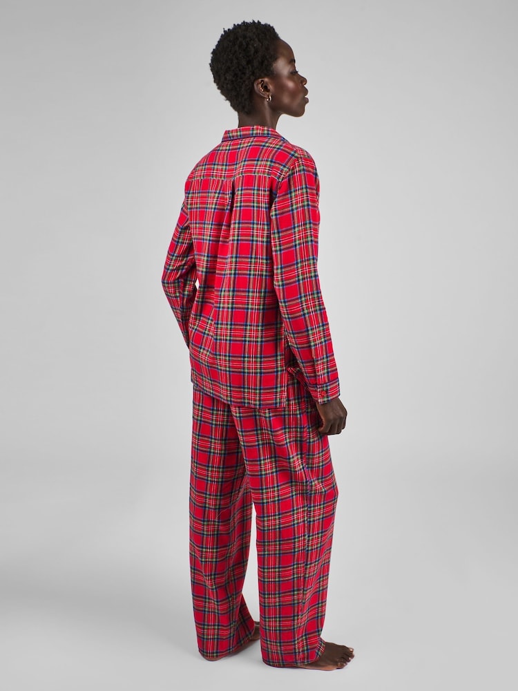JoJo Maman Bébé Red Womens Check Woven Pyjamas Set - Image 3 of 4