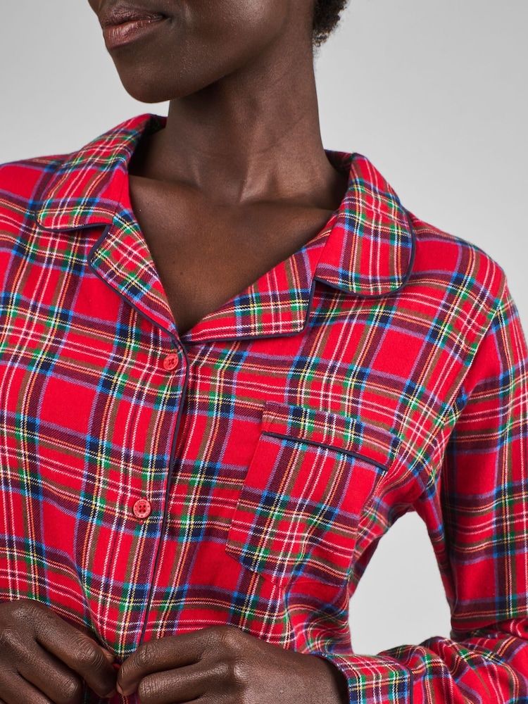 JoJo Maman Bébé Red Womens Check Woven Pyjamas Set - Image 4 of 4