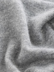 Grey Regular Fit Knit Zip Up Hoodie with Wool - Image 7 of 8