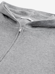 Grey Regular Fit Knit Zip Up Hoodie with Wool - Image 8 of 8