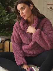 Pink Borg Half Zip Jacket - Image 1 of 9