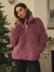 Pink Borg Half Zip Jacket - Image 2 of 9