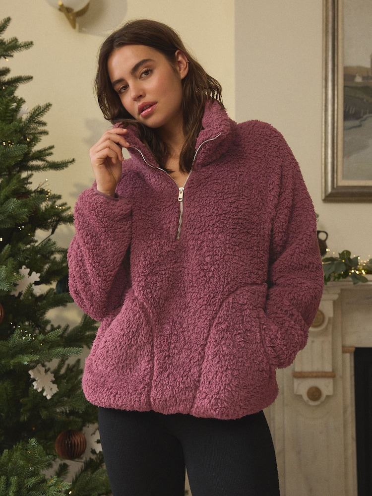 Pink Borg Half Zip Jacket - Image 2 of 9