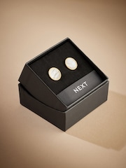 Gold Signature Real Onyx Stone Cufflinks - Image 3 of 3