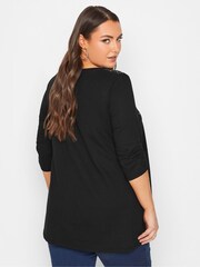 Yours Curve Black Star Stud Embellished Top - Image 3 of 4