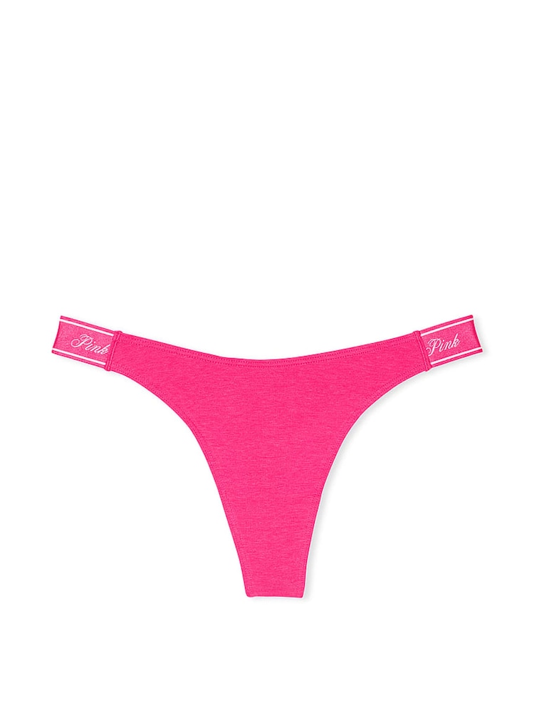 Victoria's Secret PINK Enchanted Pink Cotton Logo Scoop Thong Knickers - Image 3 of 3