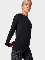Sweaty Betty Black Athlete Seamless Featherweight Long Sleeve Top - Image 1 of 7