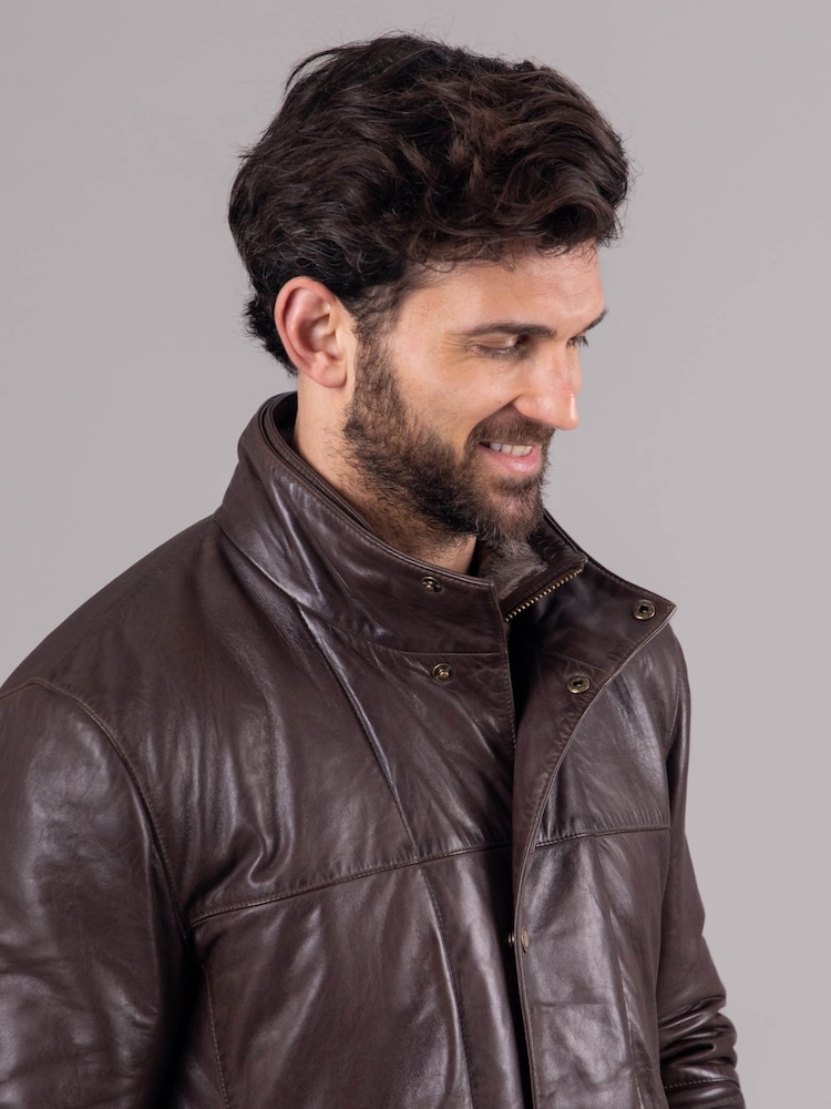 Lakeland Leather Brown Garstone Leather Coat Jacket - Image 6 of 9