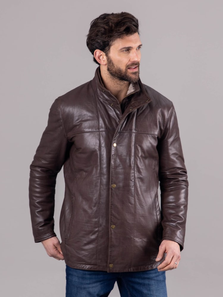 Lakeland Leather Brown Garstone Leather Coat Jacket - Image 7 of 9