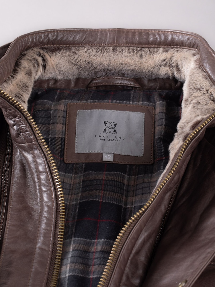 Lakeland Leather Brown Garstone Leather Coat Jacket - Image 9 of 9