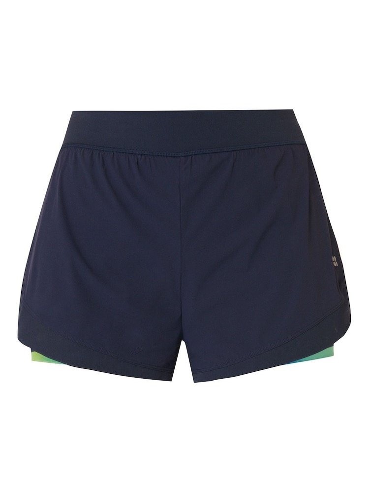 Sweaty Betty Blue Tropics Gradient Print Tempo Run Print Shorts - Image 8 of 8