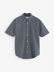 Burgundy/Navy Blue/White Short Sleeve Printed 100% Cotton Oxford Shirts 3 Pack - Image 10 of 13