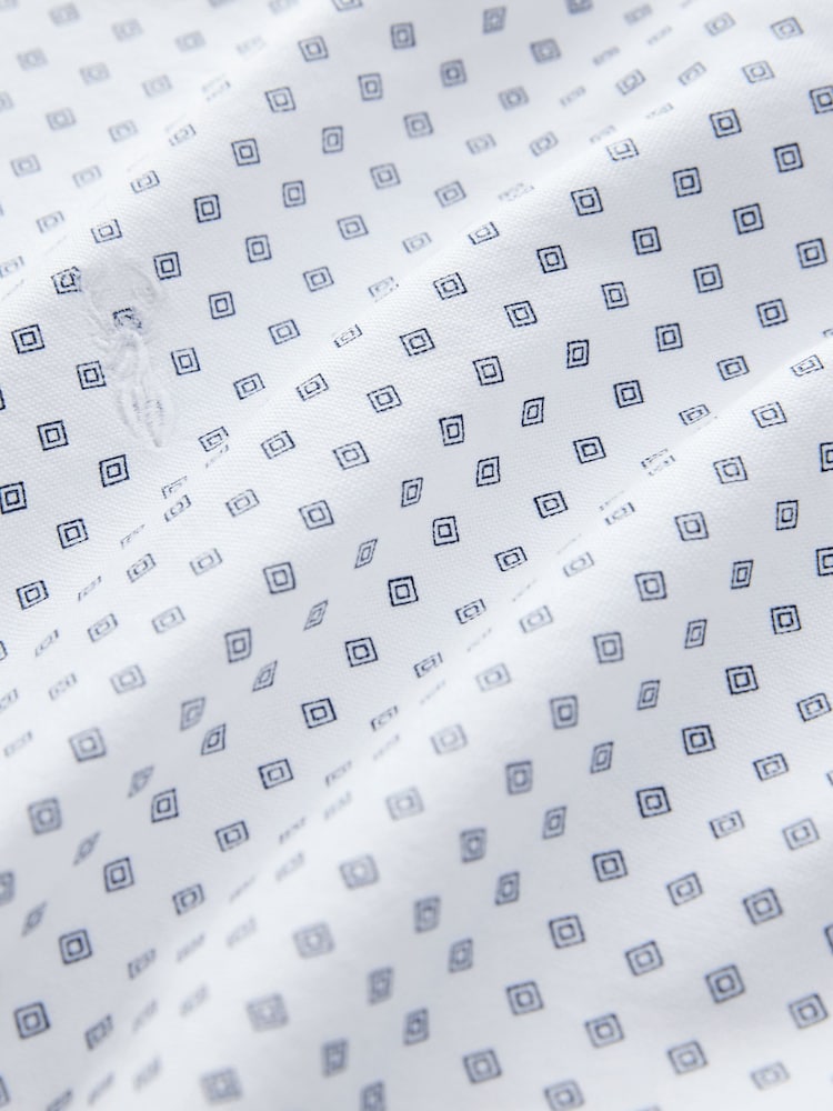 Burgundy/Navy Blue/White Short Sleeve Printed 100% Cotton Oxford Shirts 3 Pack - Image 13 of 13