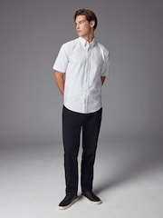 Burgundy/Navy Blue/White Short Sleeve Printed 100% Cotton Oxford Shirts 3 Pack - Image 4 of 13