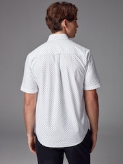 Burgundy/Navy Blue/White Short Sleeve Printed 100% Cotton Oxford Shirts 3 Pack - Image 6 of 13
